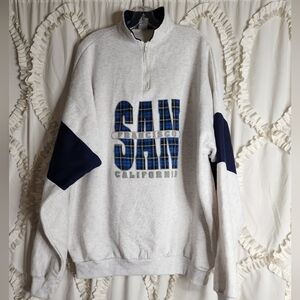 Vintage 90s Quarter Zip Preppy Plaid San Francisco Sweater Sz XXL Oversized
